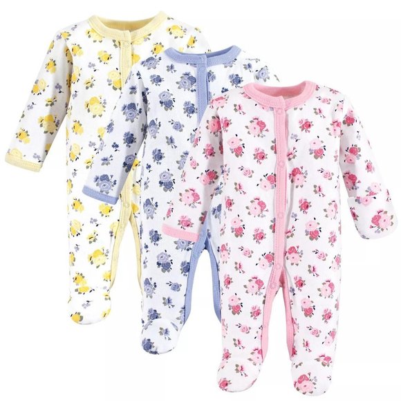 Luvable Friends Other - Baby Girl Cotton Preemie Snap Sleep and Play 3pk Floral Pattern Preemie NWT